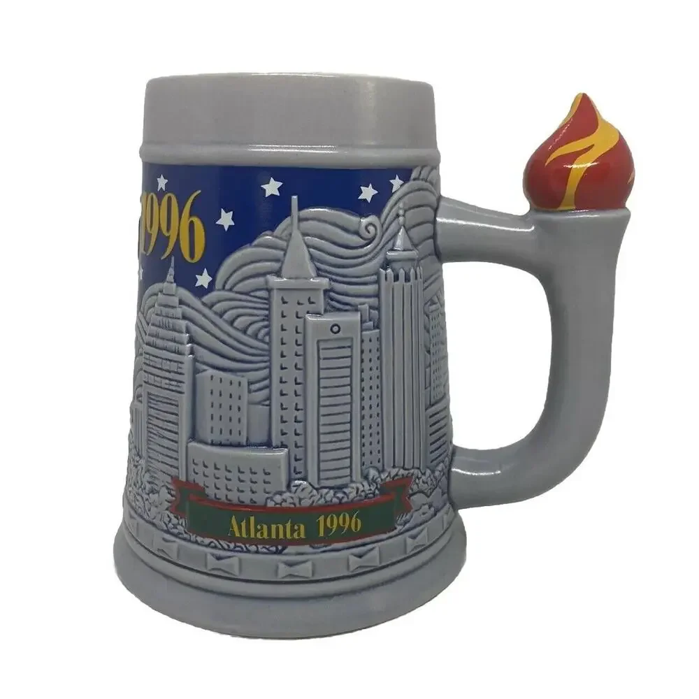 Budweiser Ceramic Beer Stein Collector Athens 1896 Atlanta 1996 Olympics Vintage